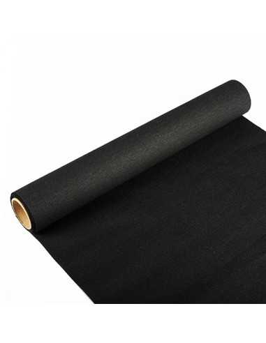 Camino de mesa papel efecto tela negro 3 m x 40 cm