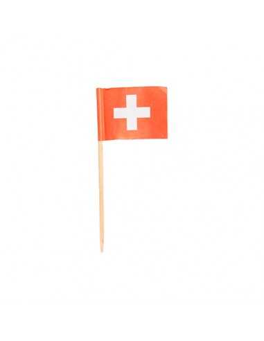 Palillos decorativos bandera Suiza 8 cm