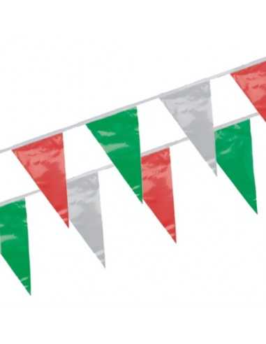 Grinalda de bandeiras plástico cor verde/branco/vermelho impremeável 4 m