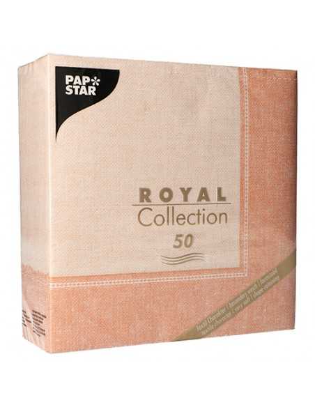 Servilletas papel decoradas Royal Collection Linum terracota claro 40 x 40 cm