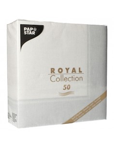 Servilletas papel decoradas Royal Collection Linum blanco 40 x 40 cm