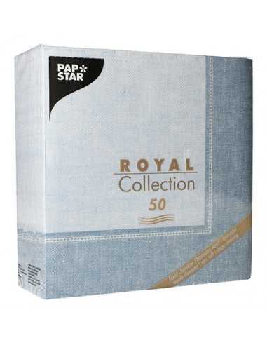 Servilletas papel decoradas Royal Collection Linum azul 40 x 40 cm