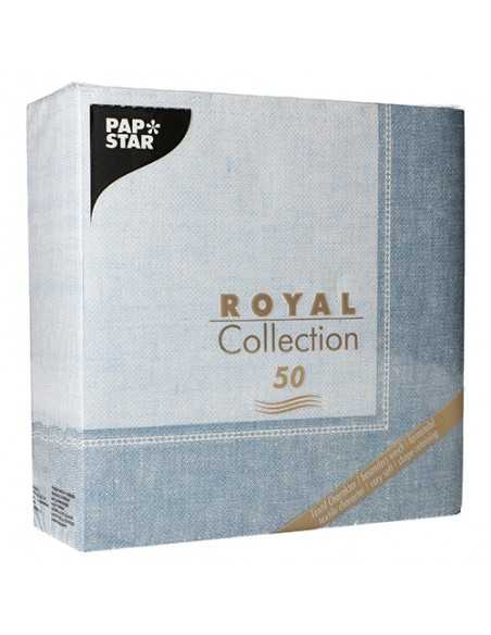 Servilletas papel decoradas Royal Collection Linum azul 40 x 40 cm