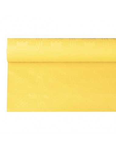 Toalha de mesa papel com relevo damasco cor amarelo 6 m x 1,2 m