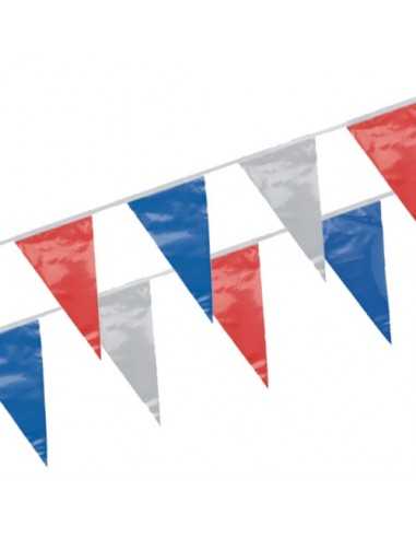 Banderines de plástico azul, rojo y blanco decoración fiesta 4 m