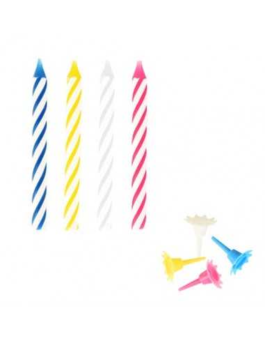Velas de cumpleaños clásicas de colores y soportes 6 cm
