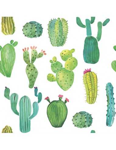 Servilletas de papel decoradas cactus verde 33 x 33cm