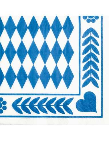 Guardanapos de papel decorado azul Baviera 33 x 33 cm