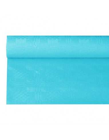 Toalha de mesa papel com relevo damasco 8 x 1,2 m  azul turquesa