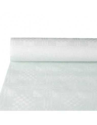 Toalha de mesa papel com relevo damasco cor branco 10 x 1,2 m