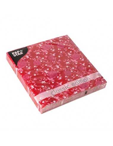 Servilletas de papel decoradas estampado rosas color rojo 33 x 33 cm