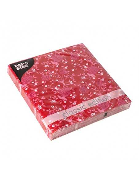 Servilletas de papel decoradas estampado rosas color rojo 33 x 33 cm