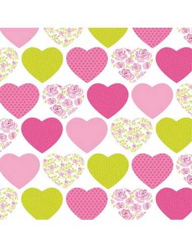 Servilletas de papel decoradas corazones rosa 33 x 33 cm