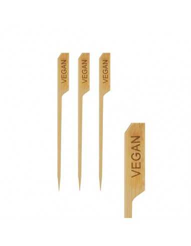 Espetos marcador de comida vegan de madeira 12 cm