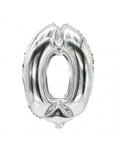 Balões de aniversario metalizados número 0 cor prata 35 x 20 cm