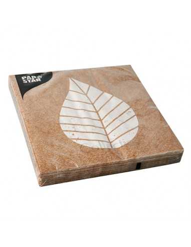 Guardanapos de papel decorados cor natural 33 x 33 cm Graphic Leaves