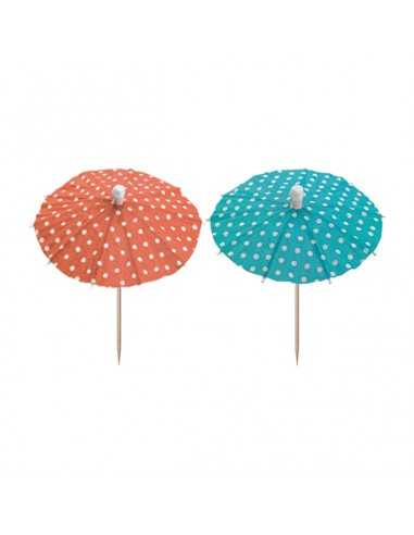 Palillos sombrillas decorativas de colores 10cm Dots