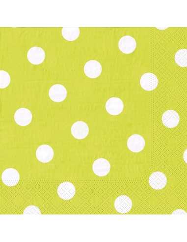 Guardanapos de papel decorados Dots verde limão 40 x 40cm