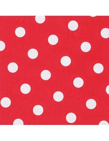 Guardanapos de papel decorados Dots vermelho 40 x 40 cm