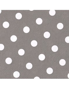 Servilletas de papel decoradas lunares blanco gris 40 x 40 cm