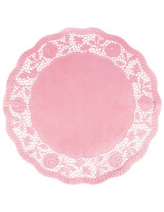 Blondas redondas de papel color rosa Ø 35cm