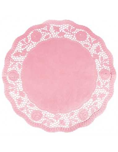 Naperons de papel para bolos redondo cor rosa  Ø 35 cm