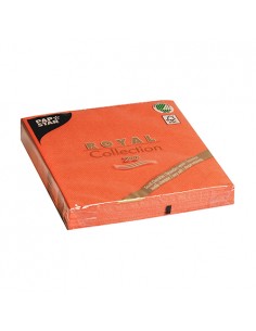 Servilletas papel aspecto tela naranja intenso Royal Collection 33 x 33 cm