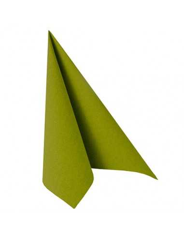 Servilletas papel aspecto tela Royal Collection color verde oliva 40 x 40 cm