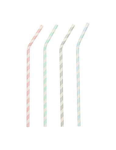 Palhinhas em papel flexivel Ø 6 mm x 22 cm cores sortidas Stripes Pure