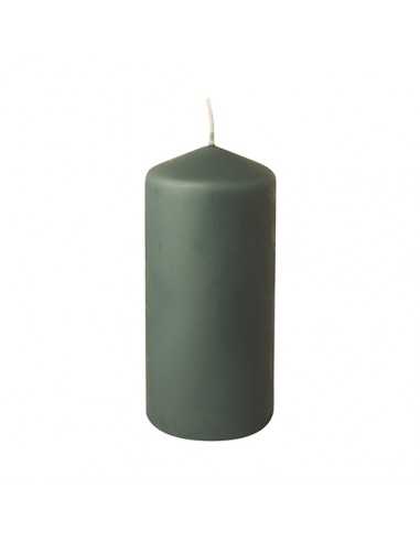 Vela decorativa de taco cor verde cinza  Ø 69 x 150 mm