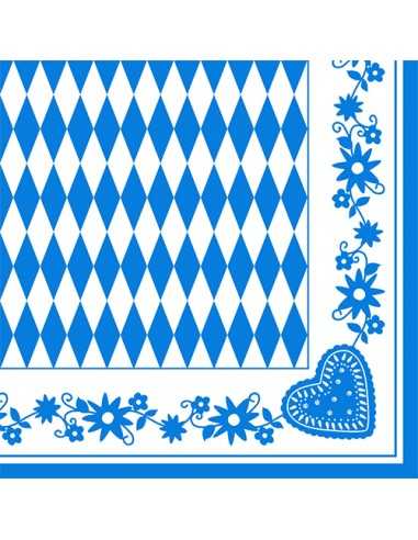 Servilletas de papel ocktoberfest decoradas Baviera Azul 40 x 40cm