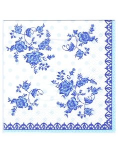 Servilletas de papel decoradas estampado azul 33 x 33 cm
