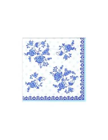 Servilletas de papel decoradas estampado azul 33 x 33 cm
