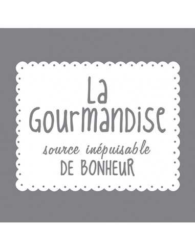 Servilletas papel gris impresas texto La Gourmandise 33 x 33 cm