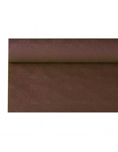 Toalha de mesa papel com relevo damasco cor castanho escuro 6 m x 1,2 m