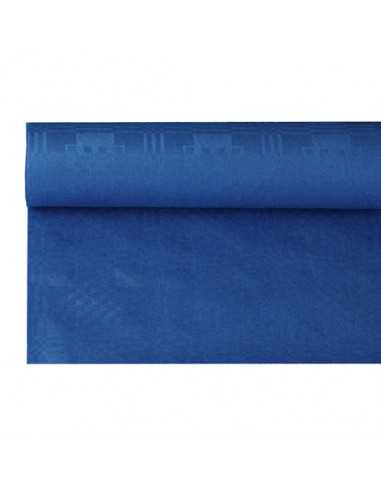 Toalha de mesa papel com relevo damasco cor azul escuro 6 m x 1,2 m