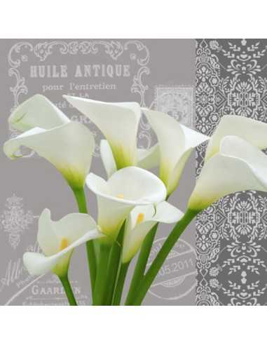 Guardanapos de papel de qualidade fotográfica decorados lírios brancos 33 x 33 cm