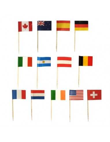Palitos de madeira decorativos bandeiras nações sortidas 8 cm