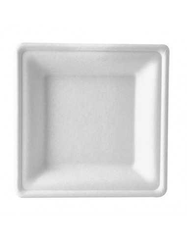 Pratos quadrados cana açúcar cor branco fundo Pure 20 x 20 cm