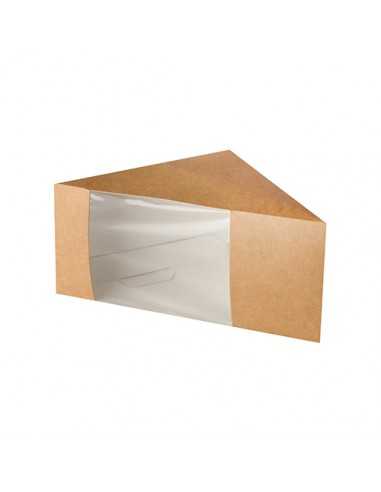 Cajas para sandwich cartón marrón con ventana bioplástico transparente doble
