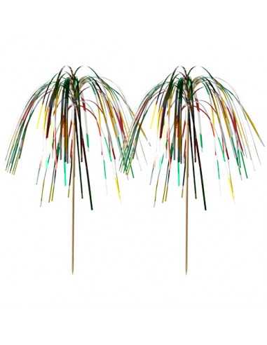 Espetos decorativos madeira para bebidas multicolorido fireworks 15,5 cm