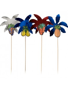 Palillos palmeras metalizadas decoración helado 19,5 cm