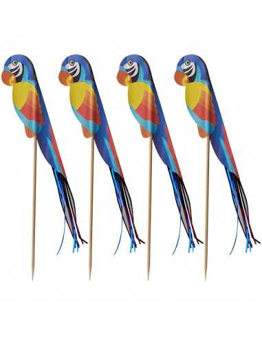 Palitos de coquetel decorativos colorido papagaio 18 cm