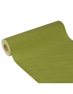 Camino mesa papel aspecto tela impermeable color verde oliva Soft Selection Plus 24 m x 40 cm