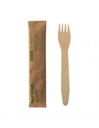 Tenedores de madera envueltos individualmente Pure 15,5cm