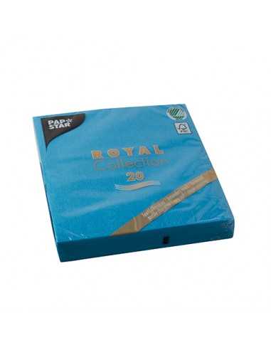 Guardanapos papel aparência tecido cor turquesa Royal Collection 33 x 33 cm