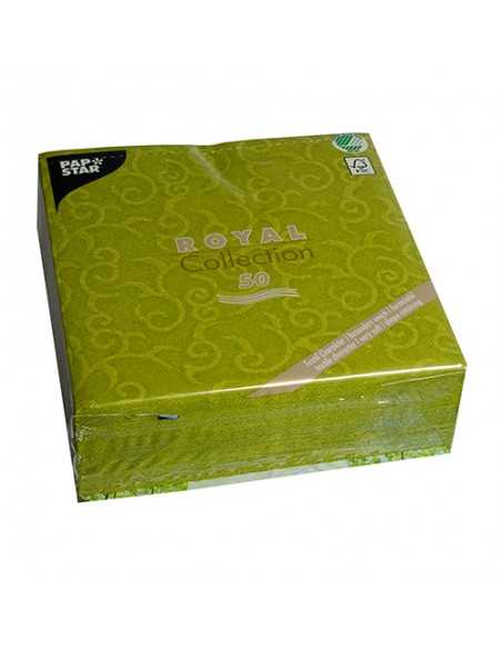 pliage 40 CM vert olive Casali premium tissu simili 50 serviettes royal collection 1/4 