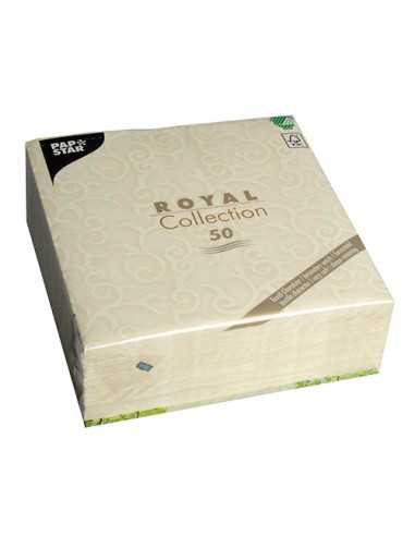Guardanapos papel decorados cor creme Royal Collection 40 x 40 cm Casali