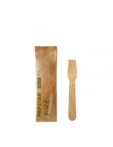 Colheres de sorvete madeira embaladas individualmente saco papel Pure 9,4 cm