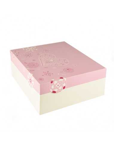 Caixas para bolos cartão com tampa decoradas rosa branco 30 x 30 cm